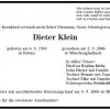 Klein Dieter 1941-2006 Todesanzeige